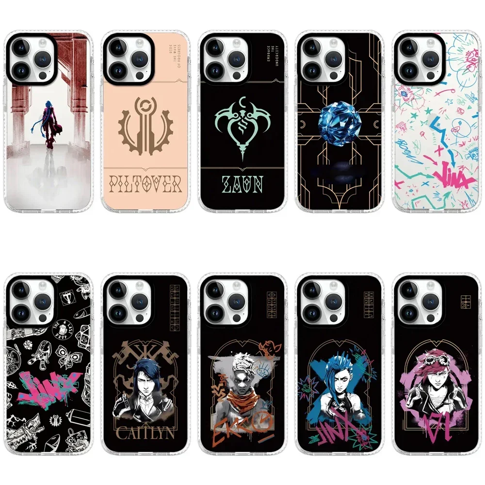 Capa para iPhone 12 13 14 15 16 Pro Max com borda branca acrílica Game Anime 2.0 - Capa protetora para iPhone com MagSafe