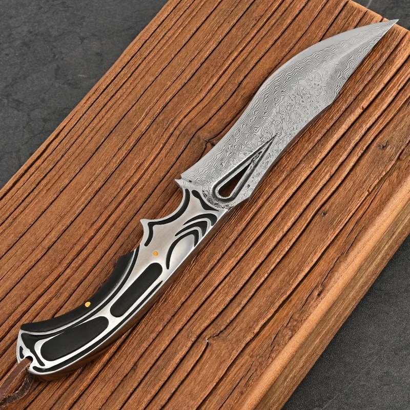 Chill Goddess Damascus Steel Knife VG10 Steel Outdoor Knives High Hardness Hand Forged Pocket Knife Defense Straight Knife