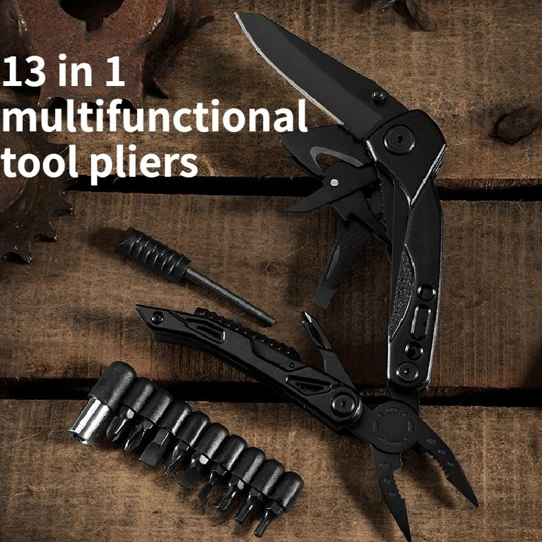 

Outdoor 13 in 1 Multifunctional Tool Pliers Multifunctional Stainless Steel Folding Pliers Camping Survival Tools with Flint