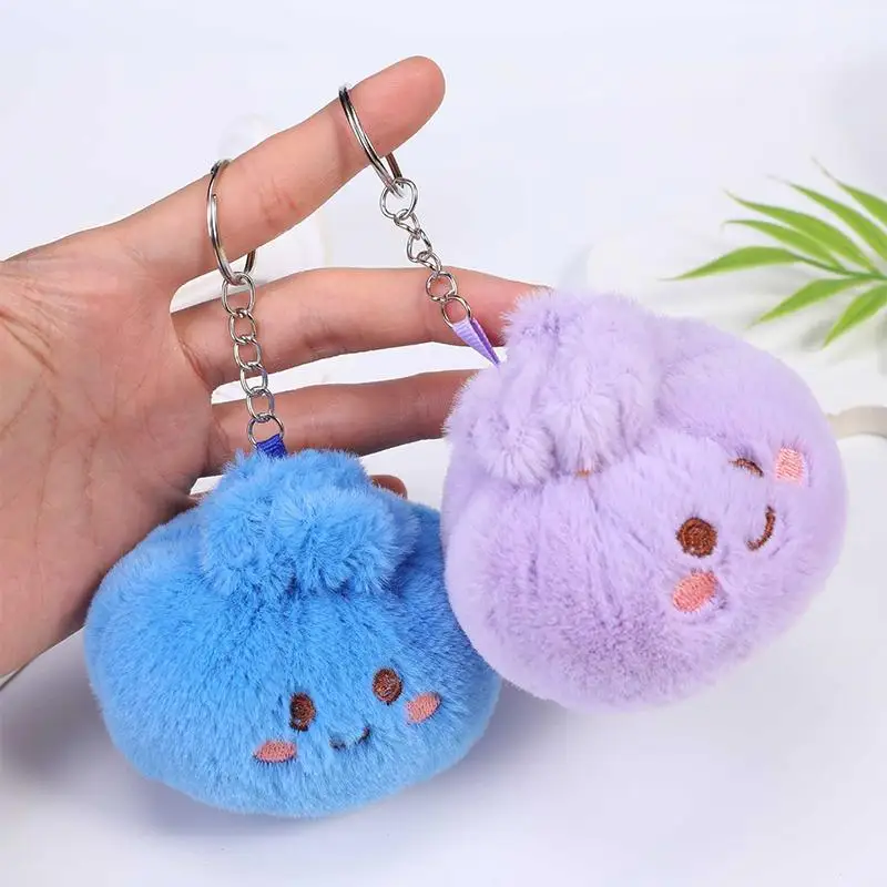 Simulierter Plüsch-Dampfbrötchen-Fidget-Schlüsselanhänger, weich, für Büro, Stressabbau, Quetsch-Anhänger, Angstlinderung, lustiges Geschenk – Detail 5
