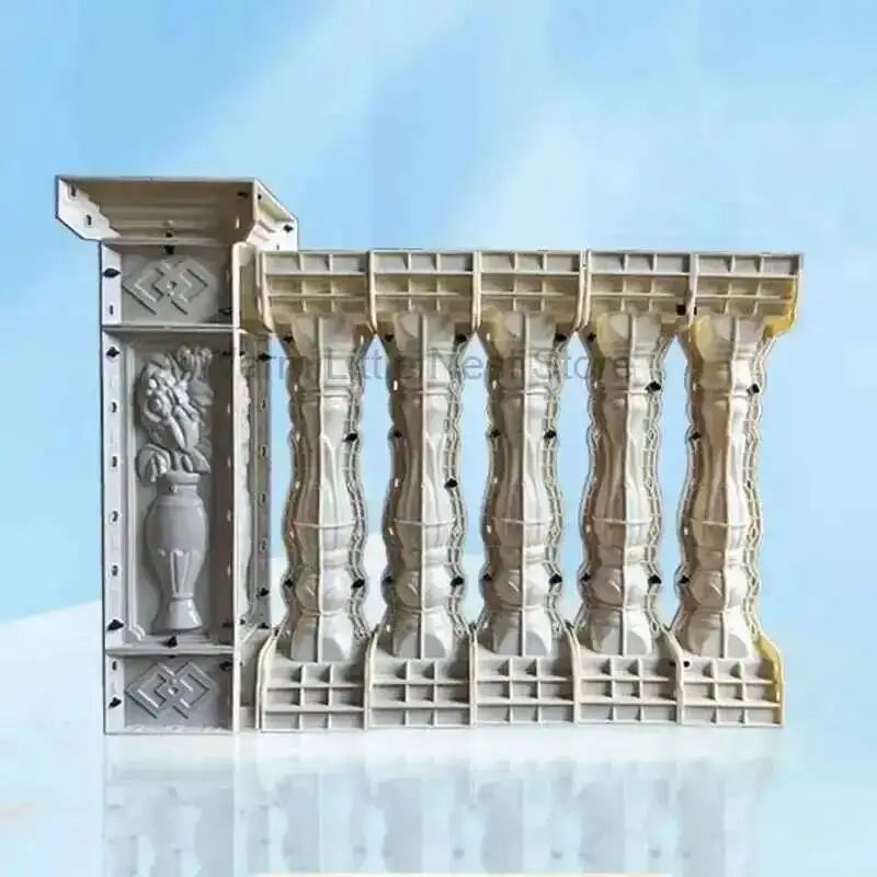 European Style ABS Roman Column Mold Villa Balcony Garden Fence Mold Cast-in-place Cement Outdoor Guardrail Vase Column Molds
