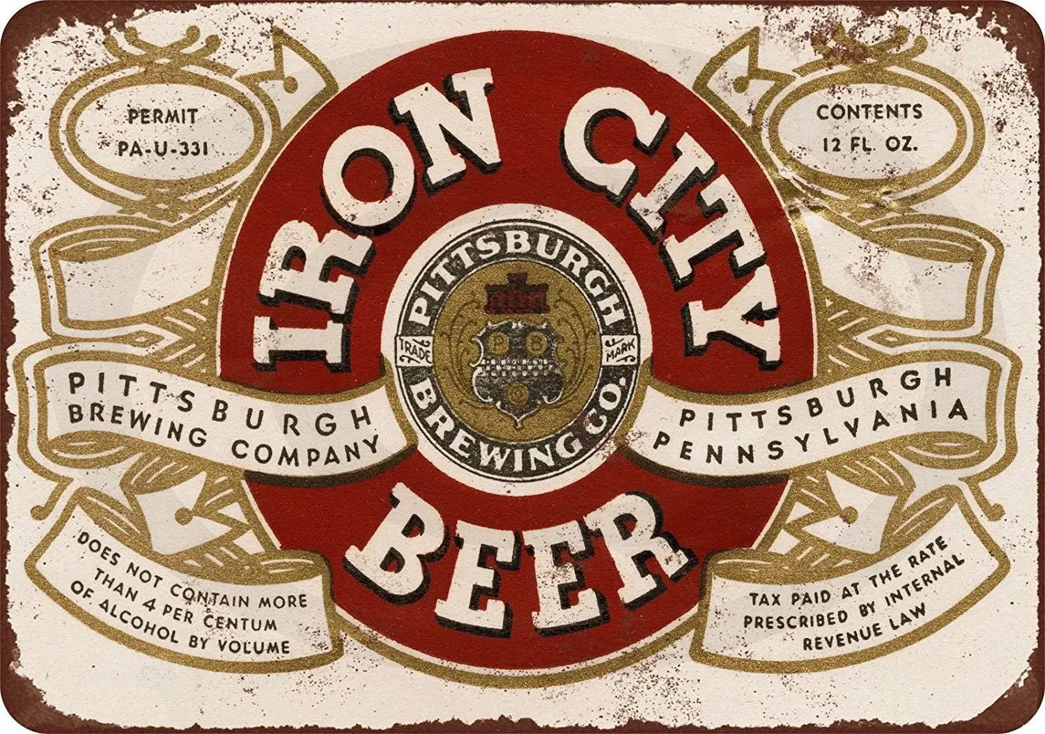 New Tin Sign 1933 Pittsburgh Iron City Beer Vintage Look Aluminum Metal Sign 8x12 Inches