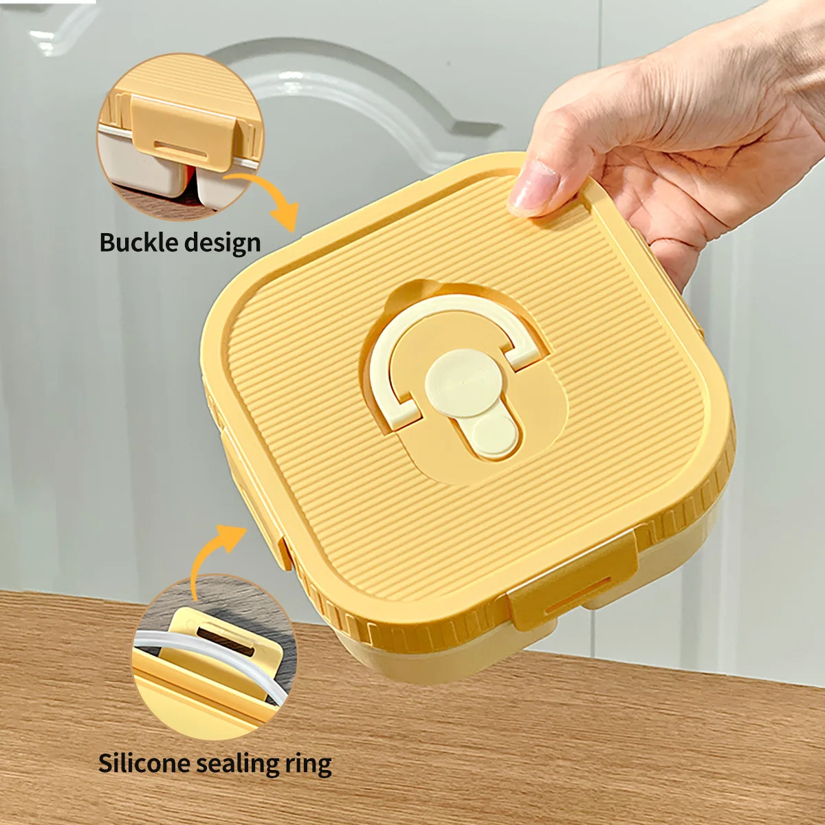 WORTHBUY Tragbare Kunststoff-Lunchbox mit Fach, mikrowellengeeignet, Obstsalat-Lunchbehälter, für Kinder, Studenten, auslaufsichere Bento-Box – Detail 9