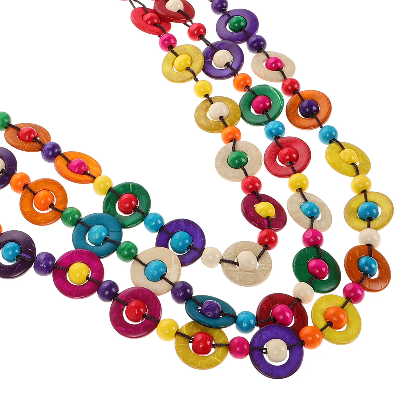 Vintage artesanal cocunuts concha de madeira grânulo colar étnico frisado gargantilha para praia férias boho colorido jóias de madeira pingente