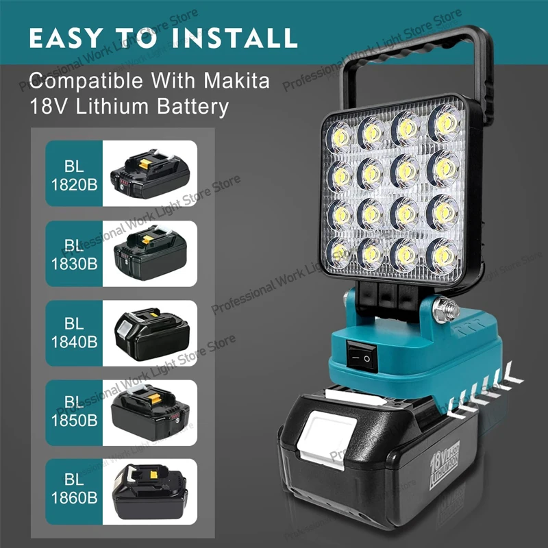 Portable LED light FOR Makita 14.4-18V Lithium Battery Outdoor Camping Lamp cordless work lights with USB