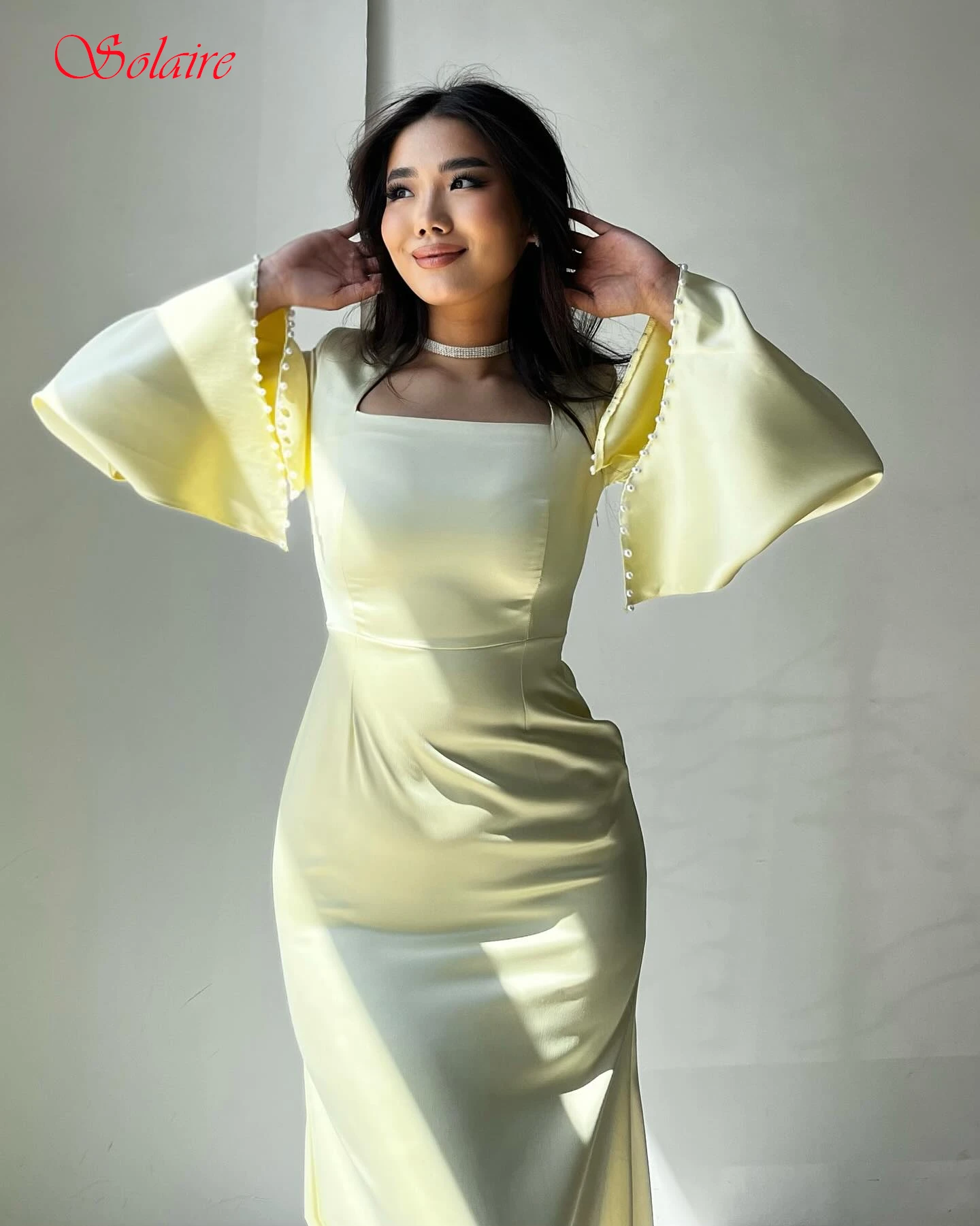 

Customized Straight Square Collar Elegant Formal Evening Dress and Classic Temperament Celebrity Gowns Fashion Party Dress