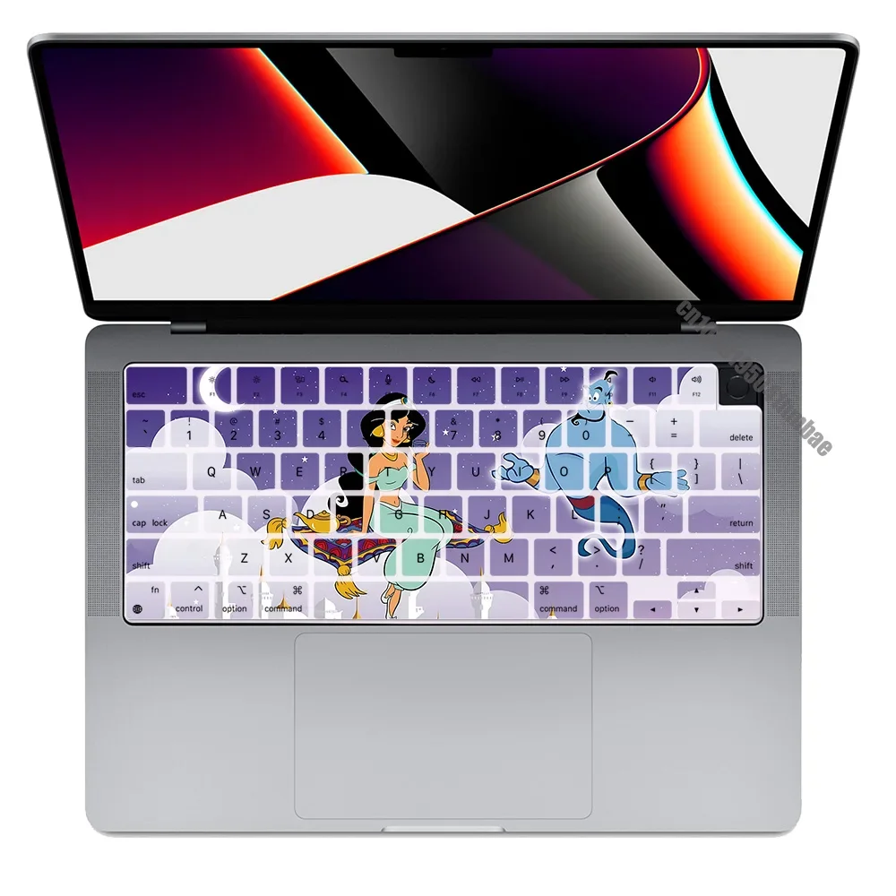 Miękki silikonowy pokrowiec na klawiaturę Princess Jasmine US Layout do Macbook pro14 M1 M2 M3 A2442 A2485 A2779 A2780 Air M2 M3 A2681 A2941