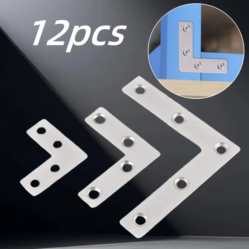 12pcs thickened L-shaped right angle brackets triangular fixing pieces, furniture fasteners, used to stabilize tables and chairs