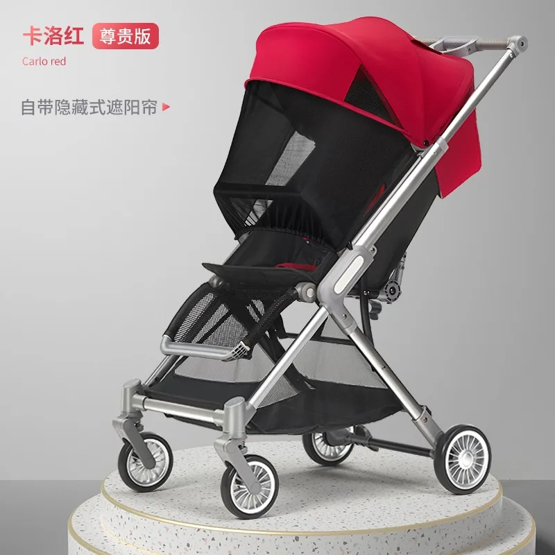 

Light folding can sit on the parachute cart easy to carry with one button to pick up the baby and child trolley