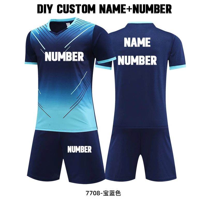 2023 Custom Name Number Men Football Jerseys Boys Soccer Clothes Sets Short Sleeve Kids Football Uniforms Kids Soccer Tracksuit