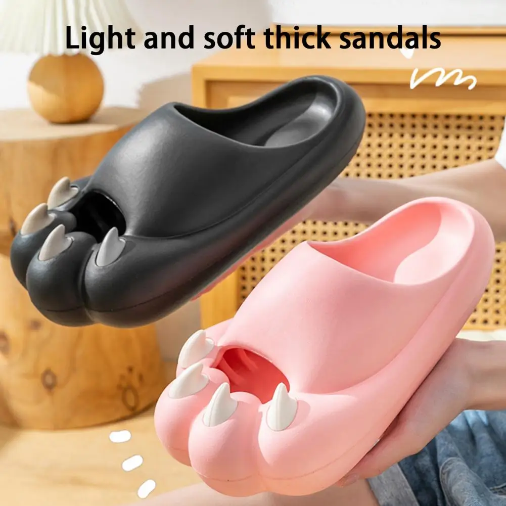 1 Pair Cloud Slippers Cute Cat Claw Shape EVA Thick Sole Shower Slippers Non-slip Platform Casual Women Summer Indoor Slides