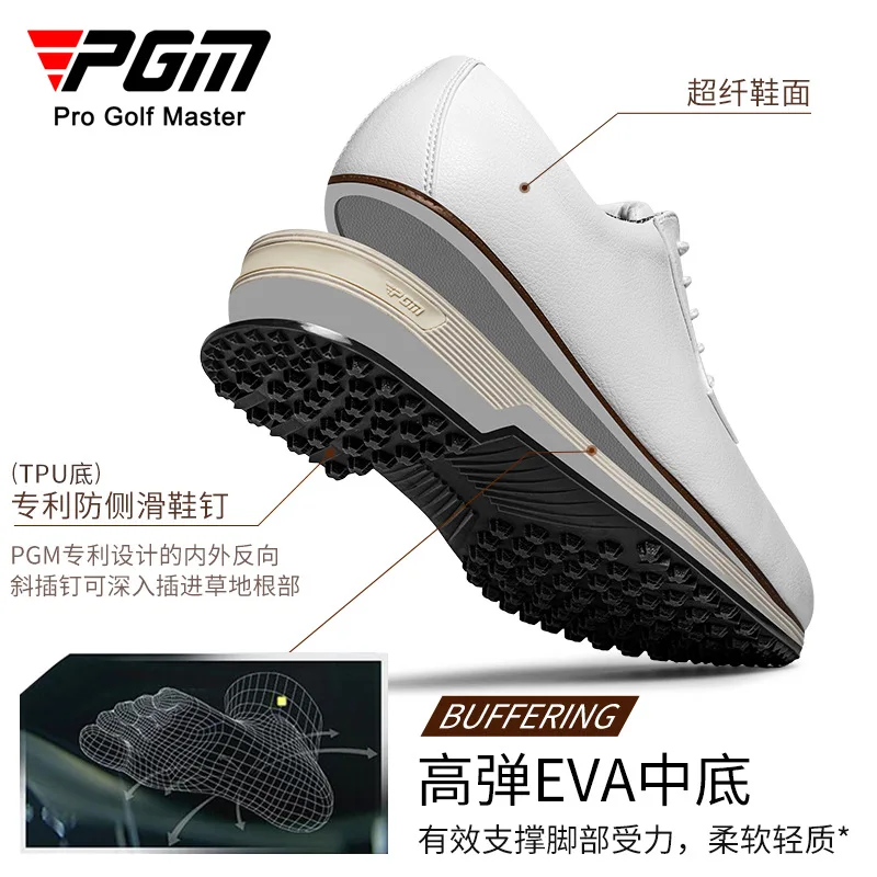 PGM Golf Shoes Men's Brogue Sneakers Anti-slip Spikes High Elastic Cushioning Breathable Waterproof Lightweight Casual Sneakers
