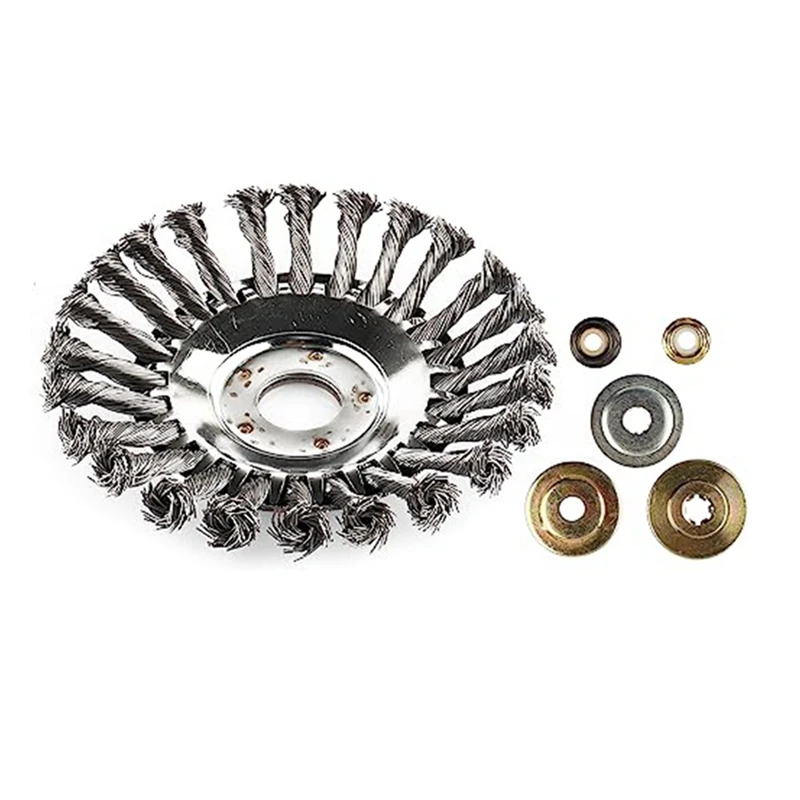 

6 Inch Rotary Weed Brush, Cutter Trimmer Head Kit -With Universal Adapter Kit For Replacement Lawn Mower Tray