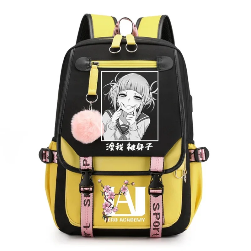 My Anime Cartoon Himiko Toga Bookbag chłopiec dziewczęcy różowy plecak Boku No Hero Academia podróżny plecak na laptopa