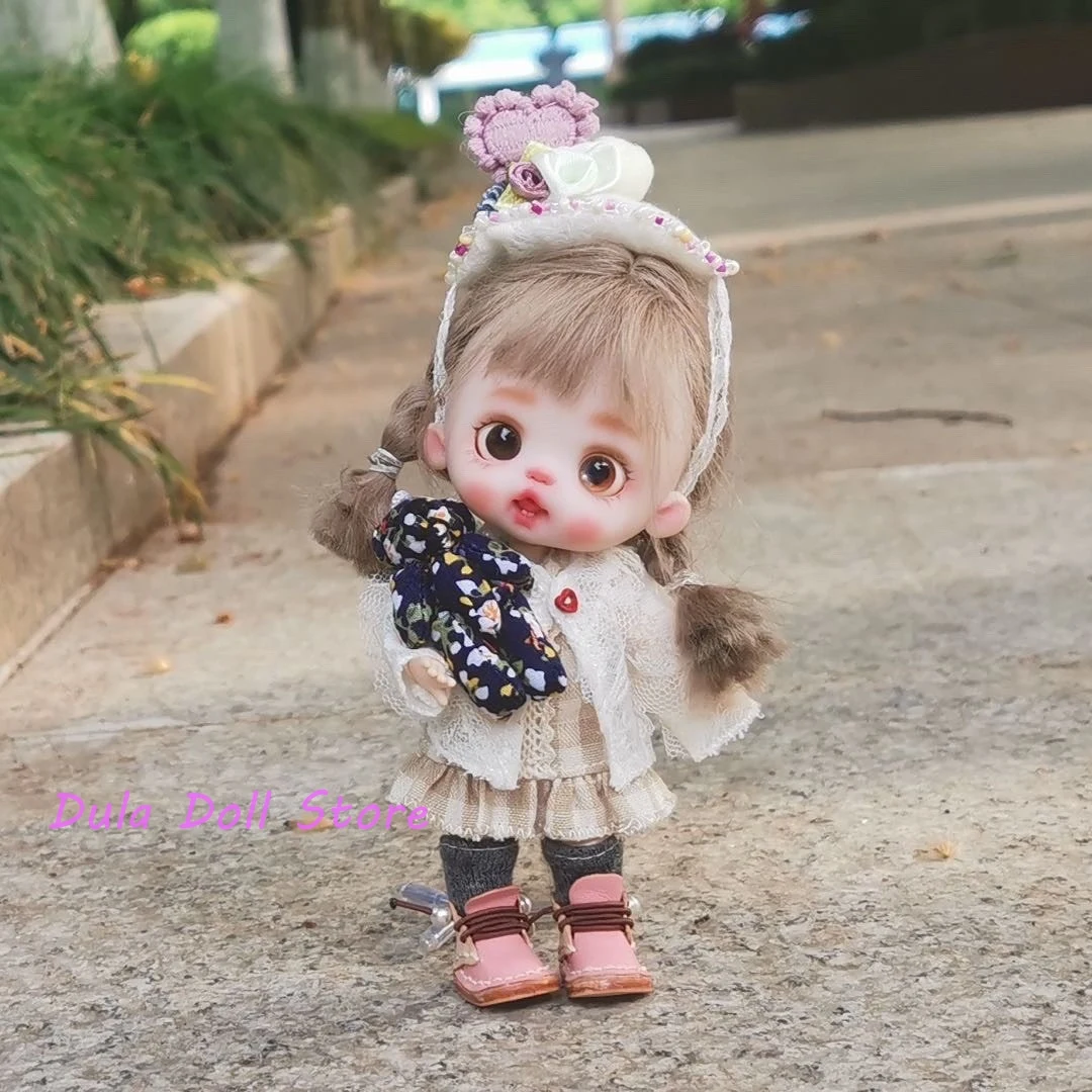 2026 Dula Doll Clothes Dress Lace jacket cotton linen dress headband set for Ob11 gsc Doll Accessories