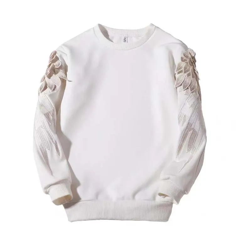 2023 New Fashion Brand Sweatshirt Men\'s Embroidered Arm Wings Trend Handsome Loose Round Neck Long Sleeve Top Pullover Men