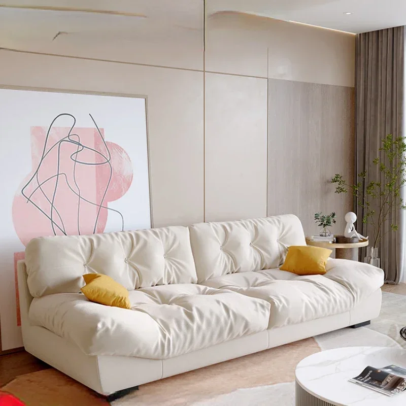 

Baxter Fabric Sofa Living Room Small Apartment Simple Modern Faux Leather Cloud Light Luxury Tofu Block Ins Style Velvet