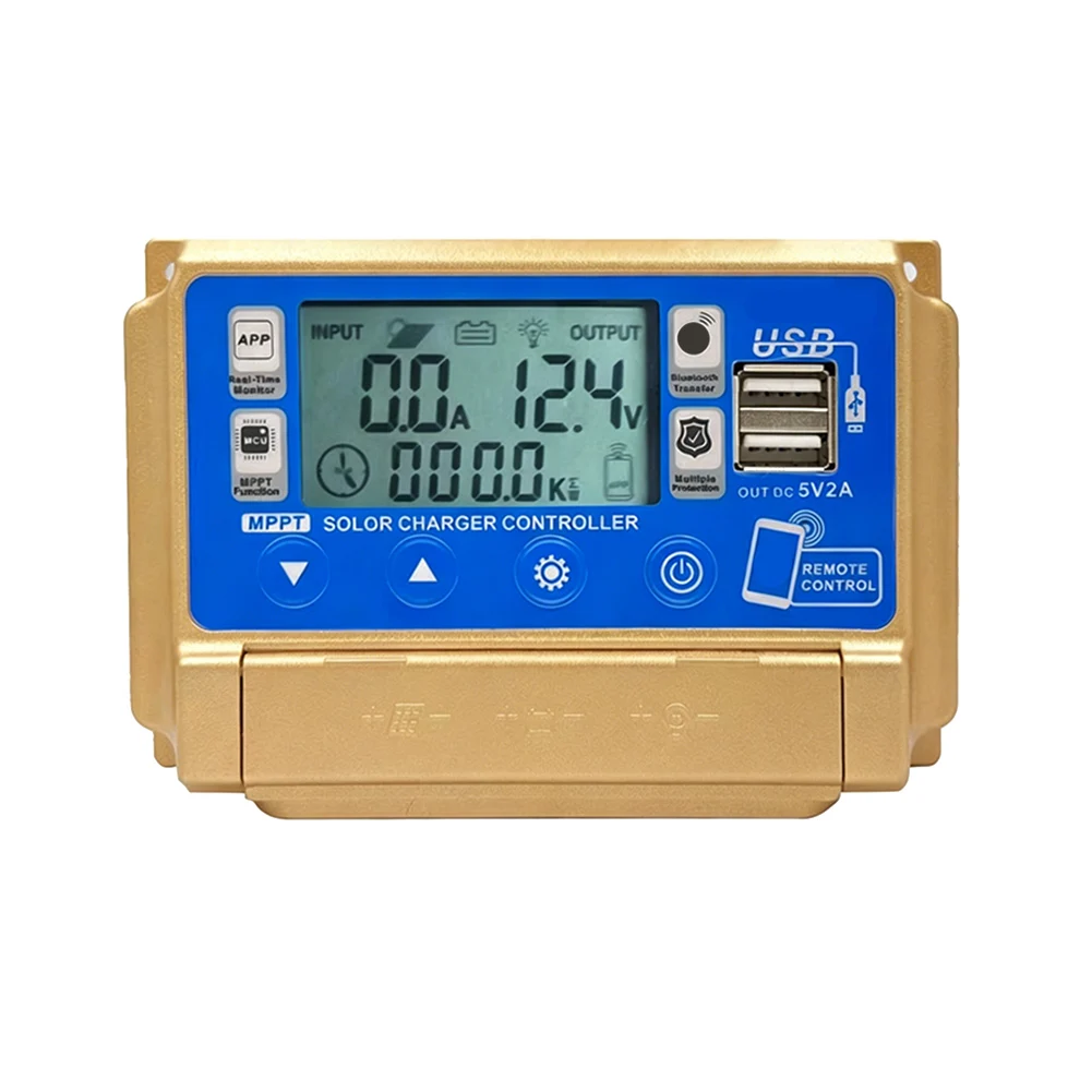 30A 40A 50A 60A MPPT Solar Charge Controller 12V 24V LCD Display Dual USB Port Metal Heat Sink For Panel For Battery Charging De