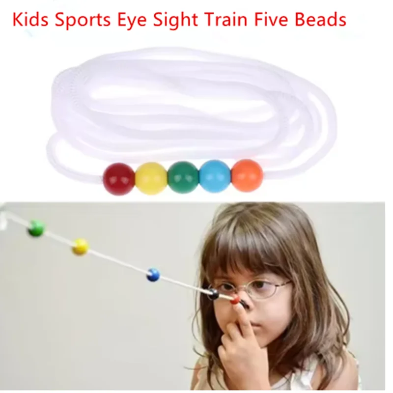 1Pcs Kids Sports Eye Sight Train Five Beads Brock String Vision Convergence Insufficiency Training Tool Target Pointing Practice