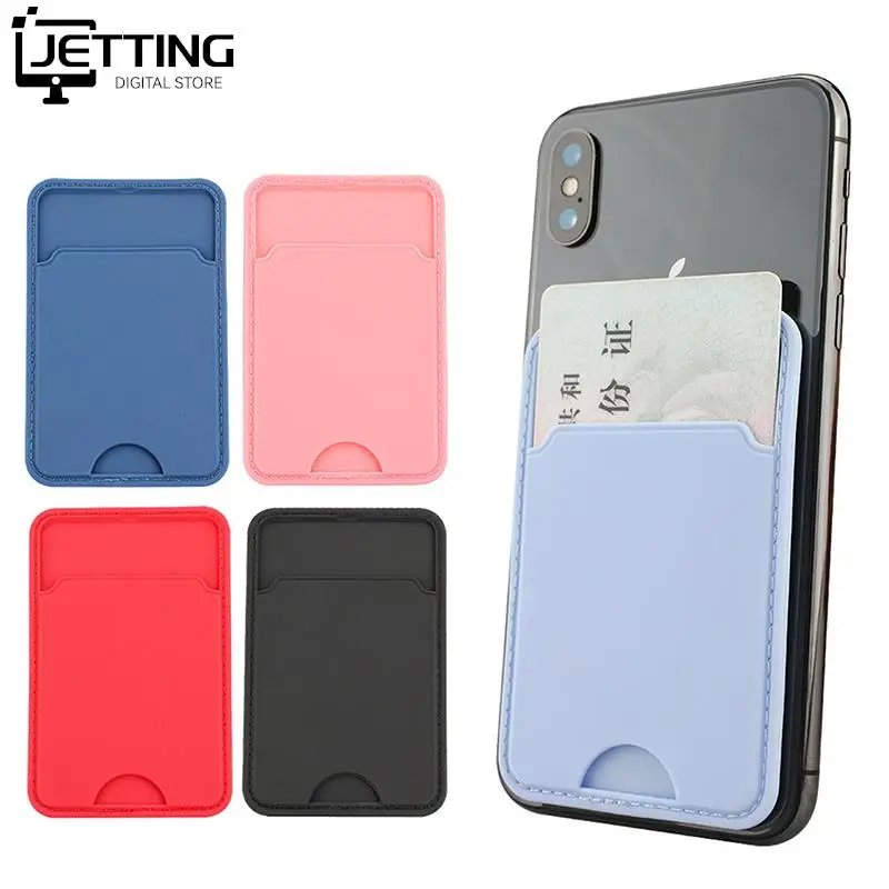 1pc Mobile Phone Back Slot Card Holder Wallet Case Silicone Phone Pouch Mobile Phone Back Paste Sticker Bus/ ID Bank Card Paste