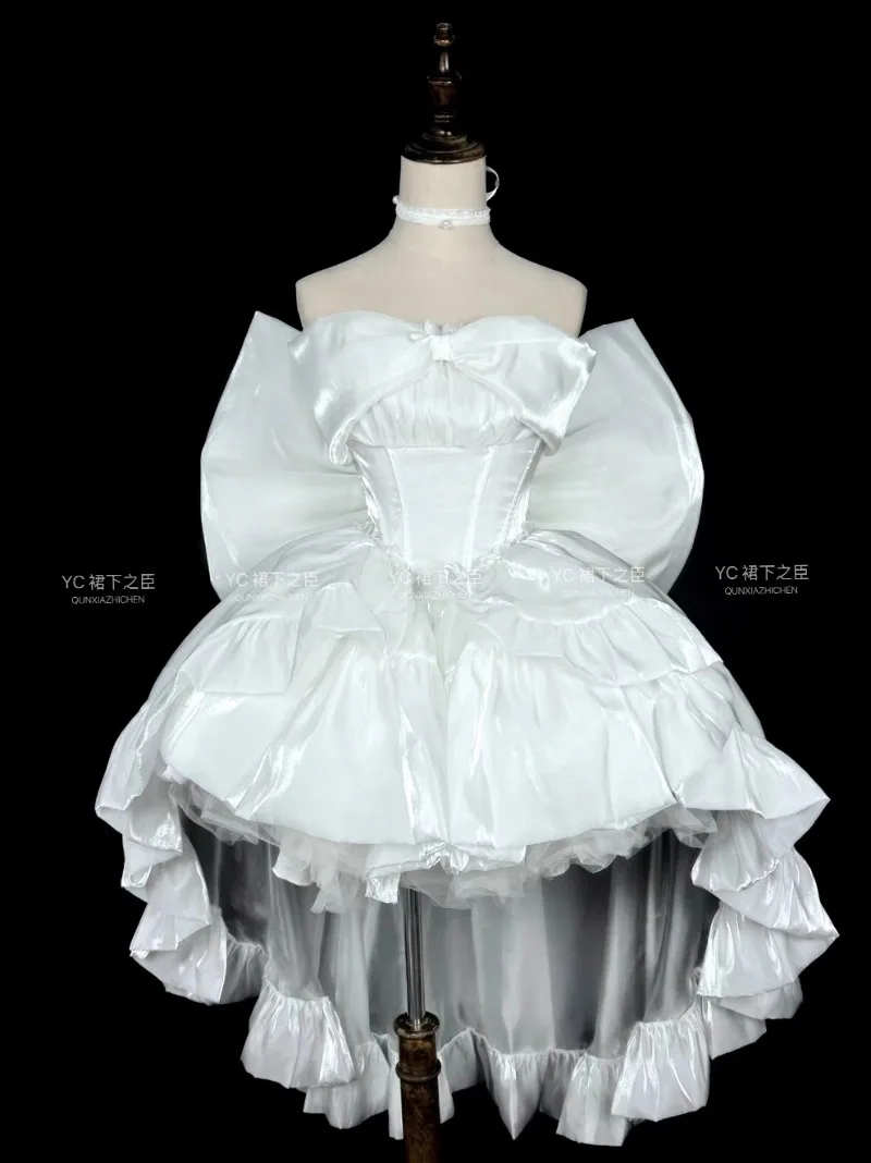 

Trailing Slimming Dress Sweet Beautiful Woman White High Sense Adult Ceremony Tube Top Princess Tutu Birthday Dresses