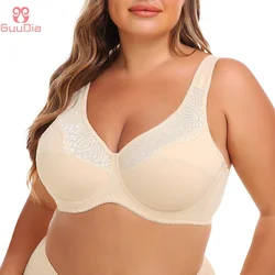 GUUDIA  Oversized Push Up Wireless Lace Bra Full Chest Breasted Wireless Row Hook Back Support Lifting Lace Bra for Heavy Breast