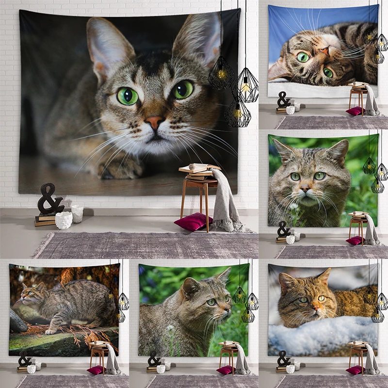 

Cute Cat Tapestry Background Wall Art Decoration Hanging Bedroom Dormitory Room Kawaii Home