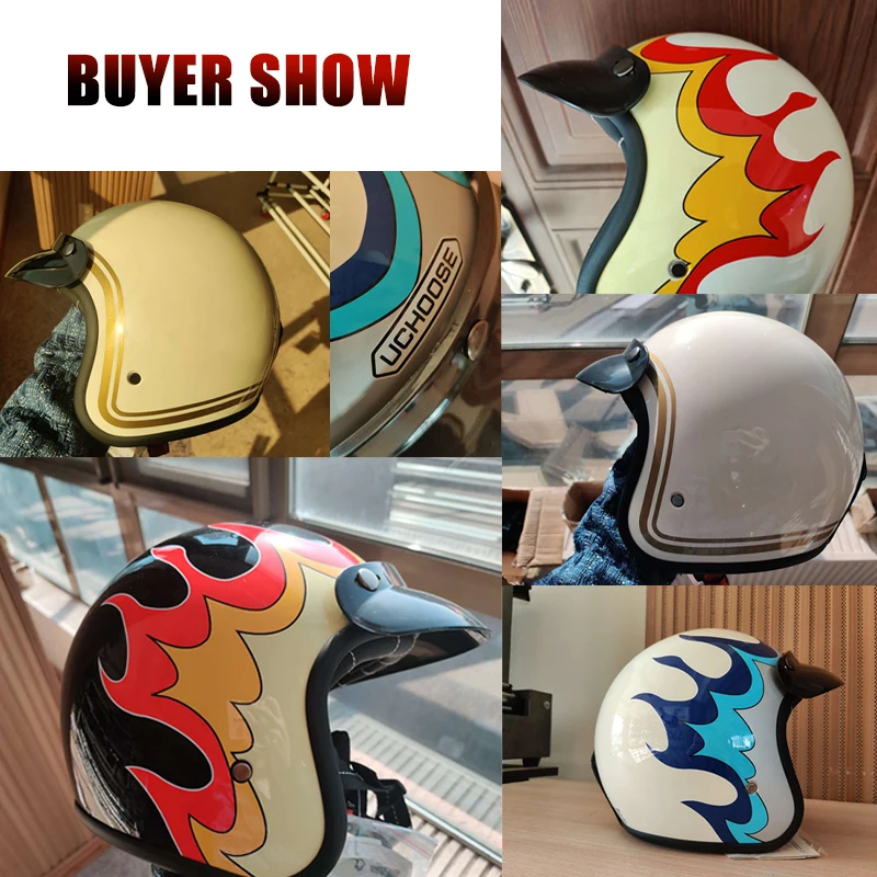 Casco de motocicleta clásico, abierto, Vintage, estilo alemán, cuatro estaciones, 3/4