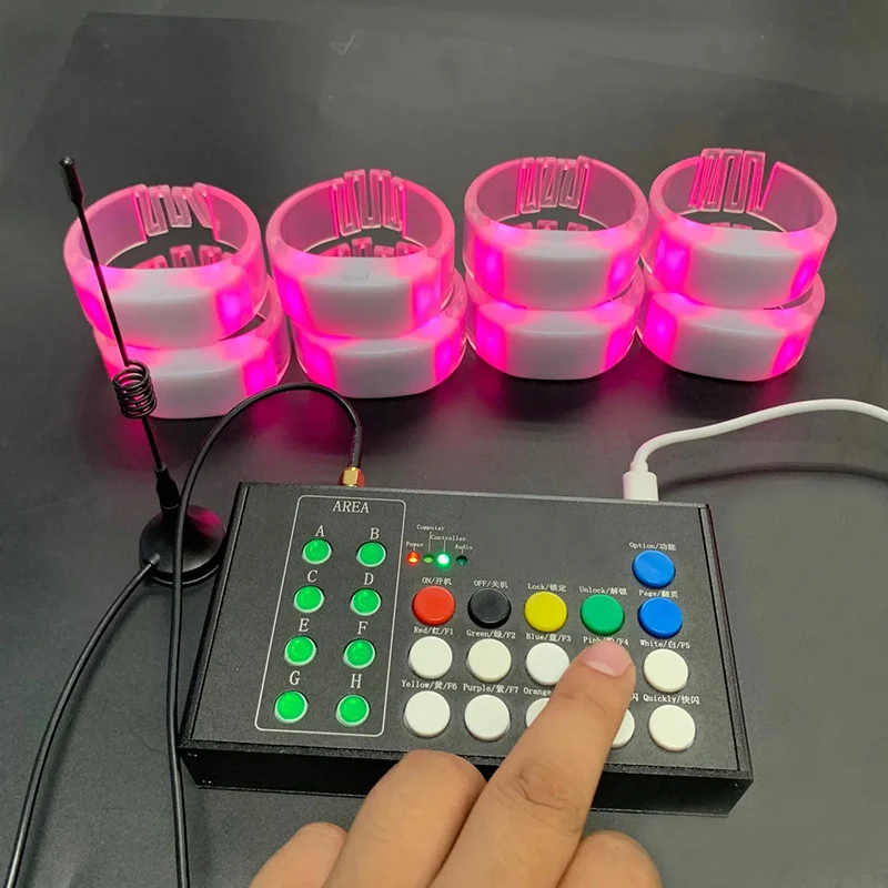 LED TPU Bracelets, Silicone Wristbands, Polyester Bangles, Remote Control 200 Meters, 433.92MHz, 8 Area, Music Control, 200 PCS