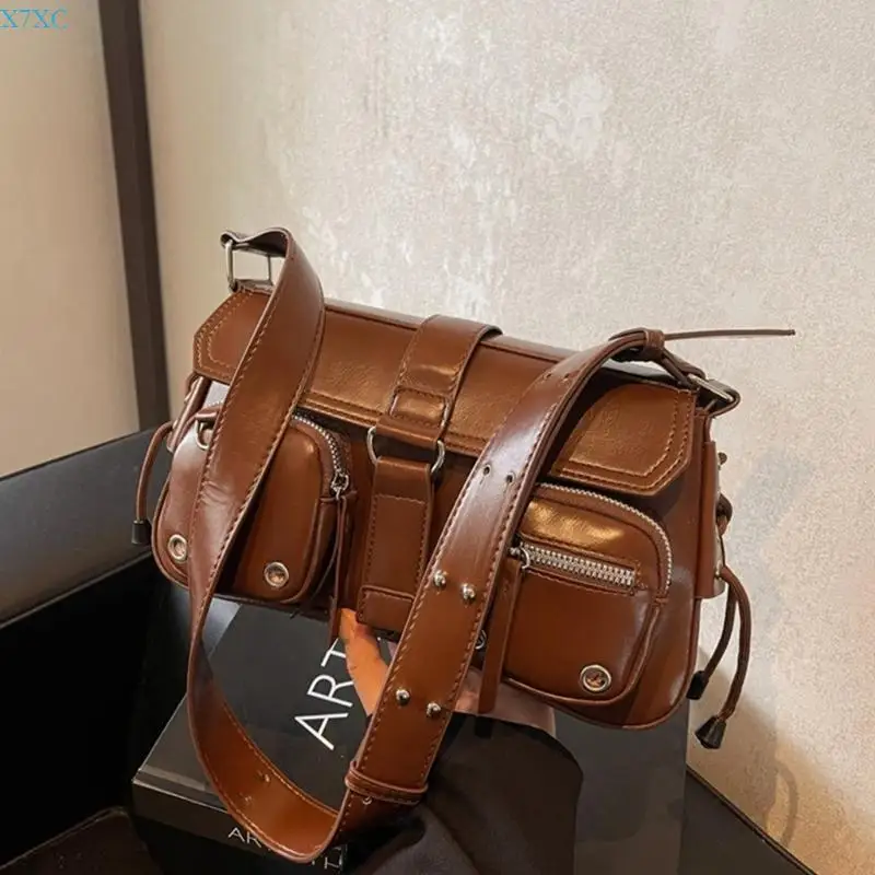 

X7XC Women Commuting Bag Trendy Shoulder Bag Elegant Handbag PU Leather Crossbody Bag Aesthetic Shopping Bag for Everyday