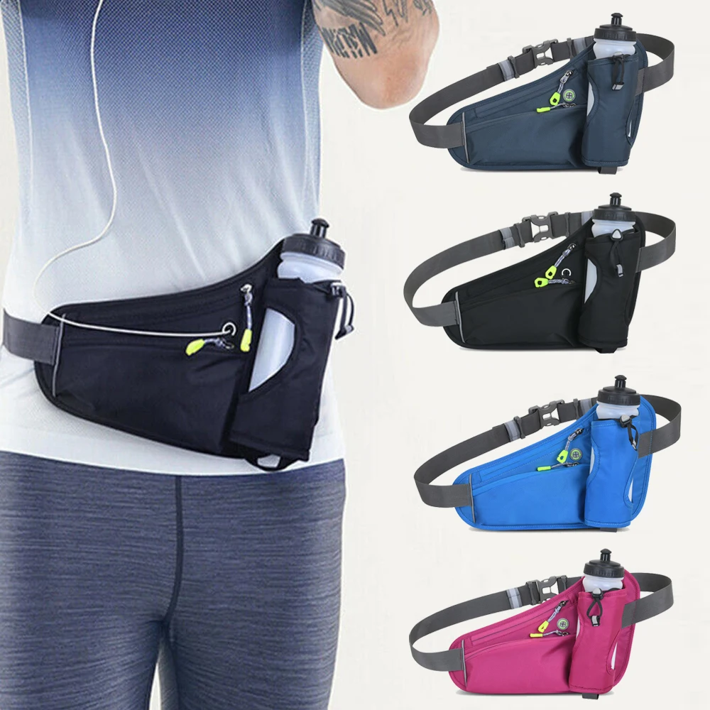 Riñonera deportiva para hombre y mujer, bolsa de cintura para correr, soporte para botella de agua, acampar al aire libre, senderismo, Fitness, cinturón de ciclismo