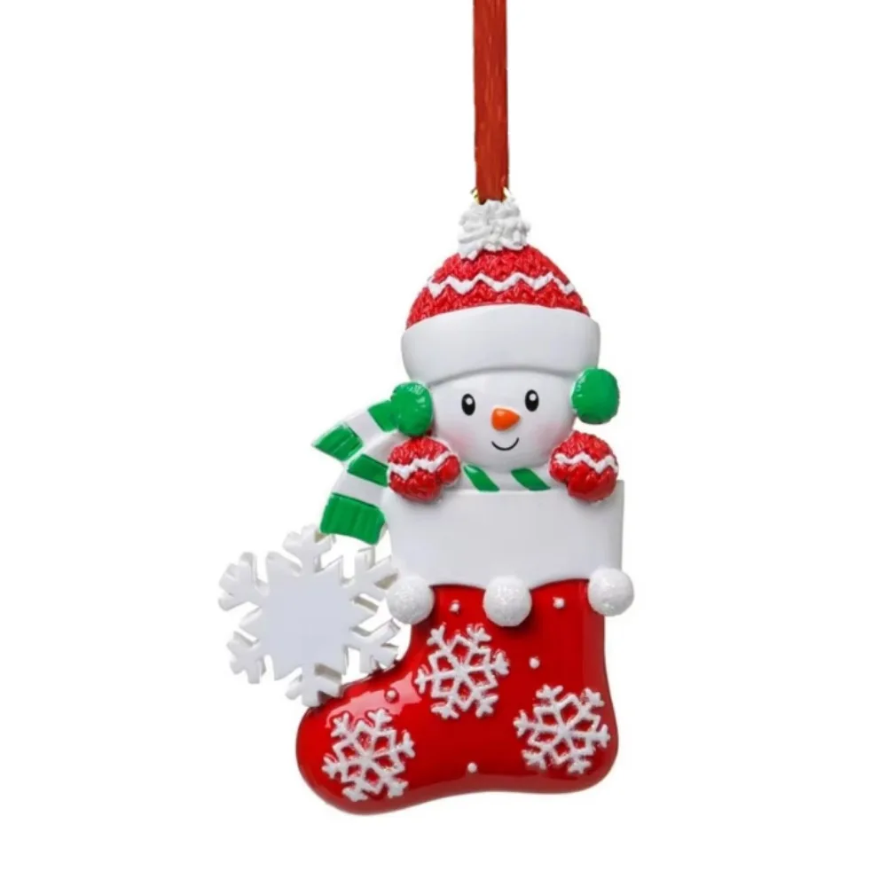 

Cartoon Babys First Christmas Ornament Resin DIY Name Pendants Baby Snowman Sock Ornament Decorative Christmas Sock Pendant