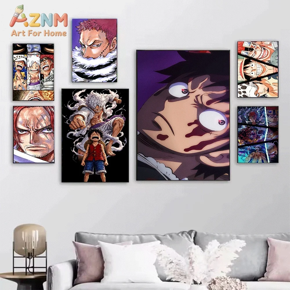 One Piece Anime Canvas Wall Art No Frame Portgas D Ace Luffy Fire Fist Gear 5 Nika Katakuri Shanks Manga Print Painting Bedroo
