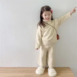 Girls Sweatshirts +Pants Kids Suits 2PCS/Set 2023 Turtleneck Spring Autumn Cotton Sport Formal Uniforms Children Clothing