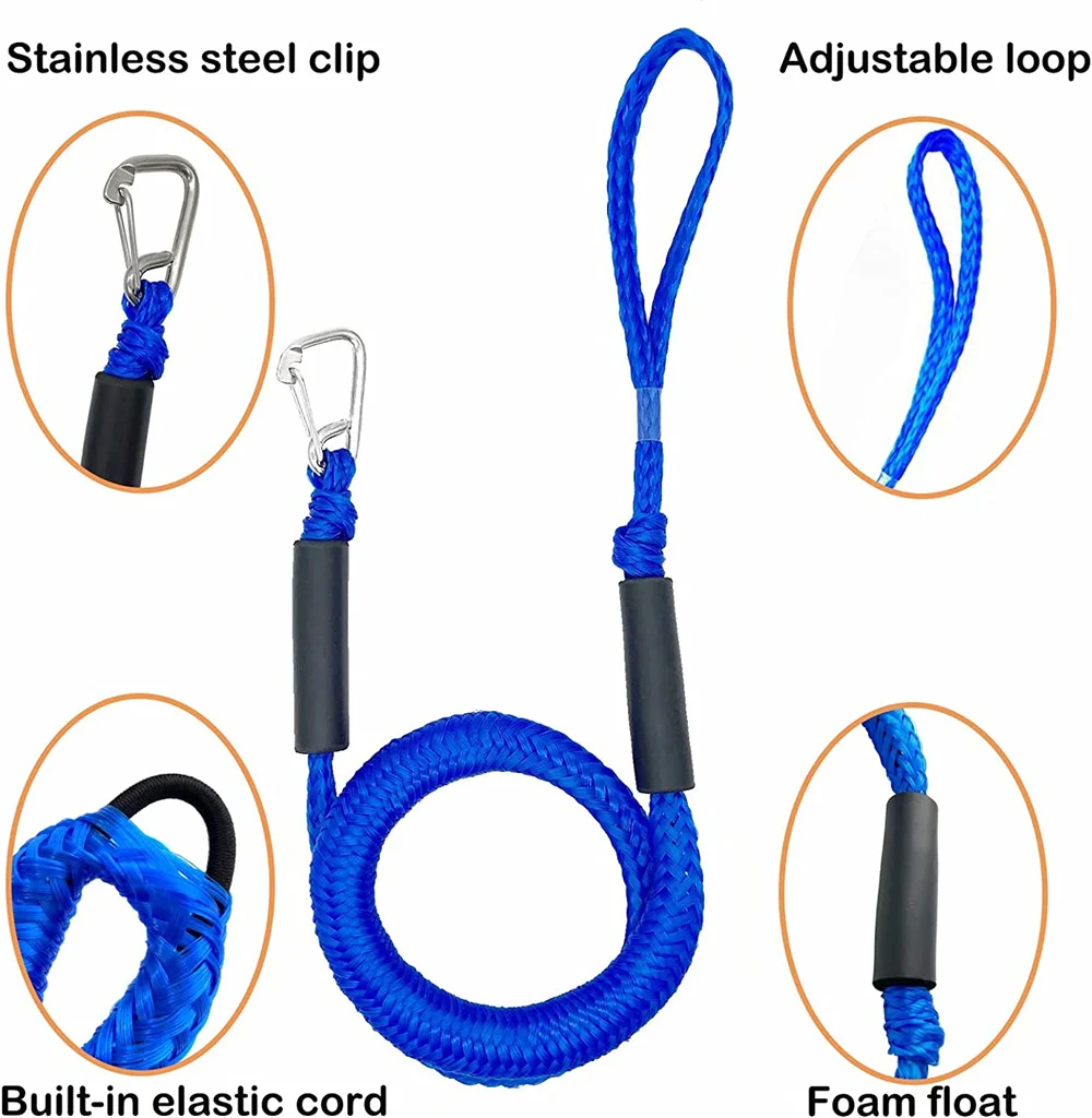 1/2PCS Dock Lines Elastic Marine Rope Bungee Cords Shock Ties for Kayak Watercraft Jet Ski Pontoon Canoe Power Boat Accessories