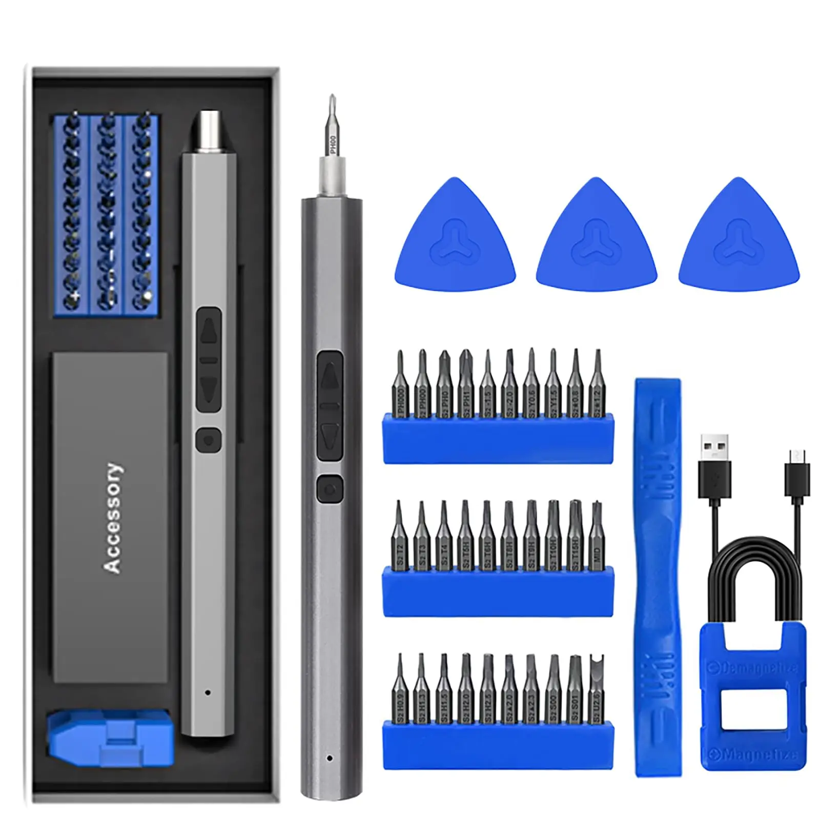 36 in 1 Precision Electric Screwdriver Set LED Magnetic Phillips Torx Hex Bit Professional Repair Men's Tools Kit for iPhone PC