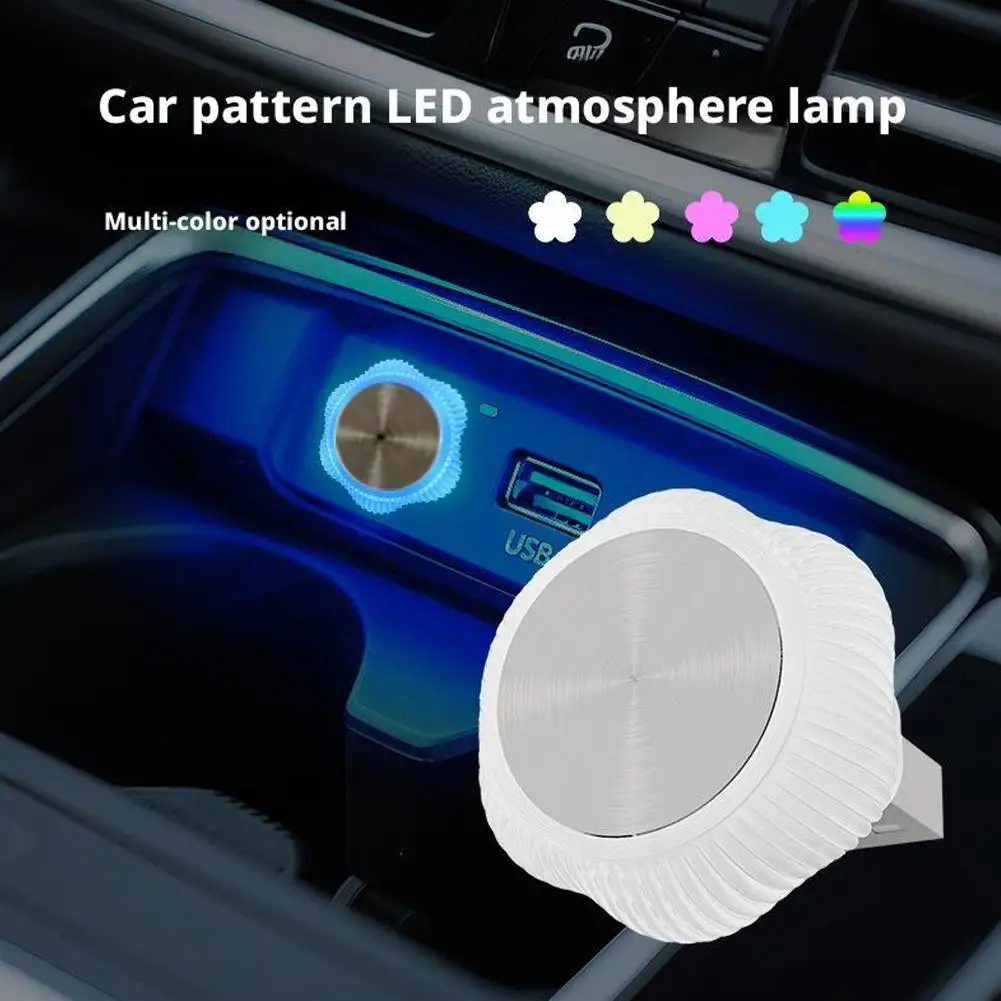 새로운 자동차 USB 분위기 조명 인테리어 LED 자동차 분위기 무선 조명 장식 다채로운 밤 자동차 조명 X0R4