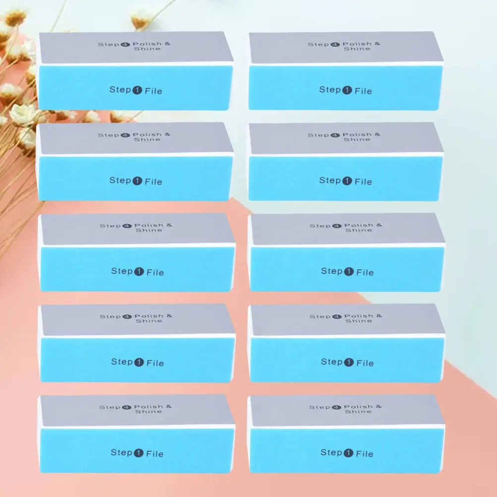 10Pcs Nail Polishing Block Four-Sided Premium Sponge Buffing File for Natural Nails Artwork Extensions Manicure Professional