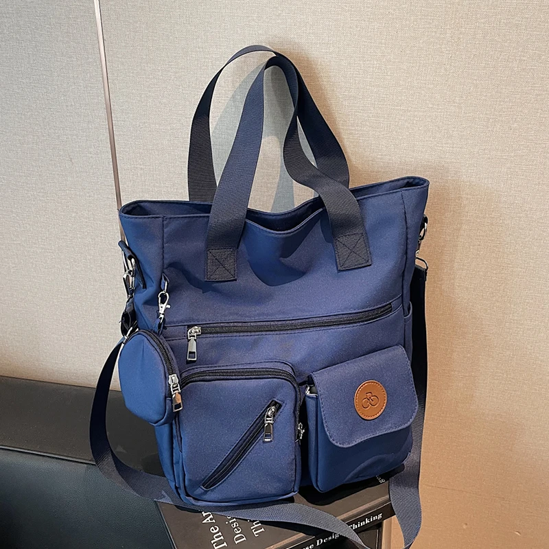 

Khaki Canvas Shoulder Bag Teenager Korean Style Simple Leisure School Bag Versatile Multi-Pocket Crossbody Handbag Casual Tote