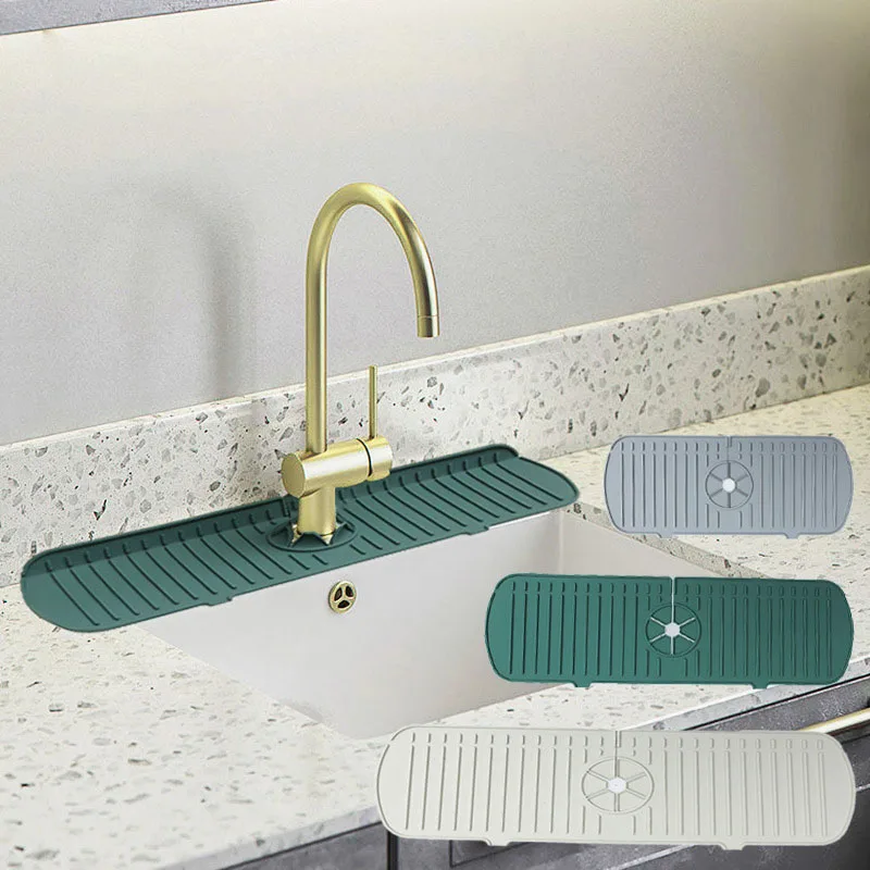

Kitchen Faucet Splash Pad Silicone Sink Faucet Splash Guard Mat Sponge Drain Rack Countertop Protector for Bath Kitchen Gadgets