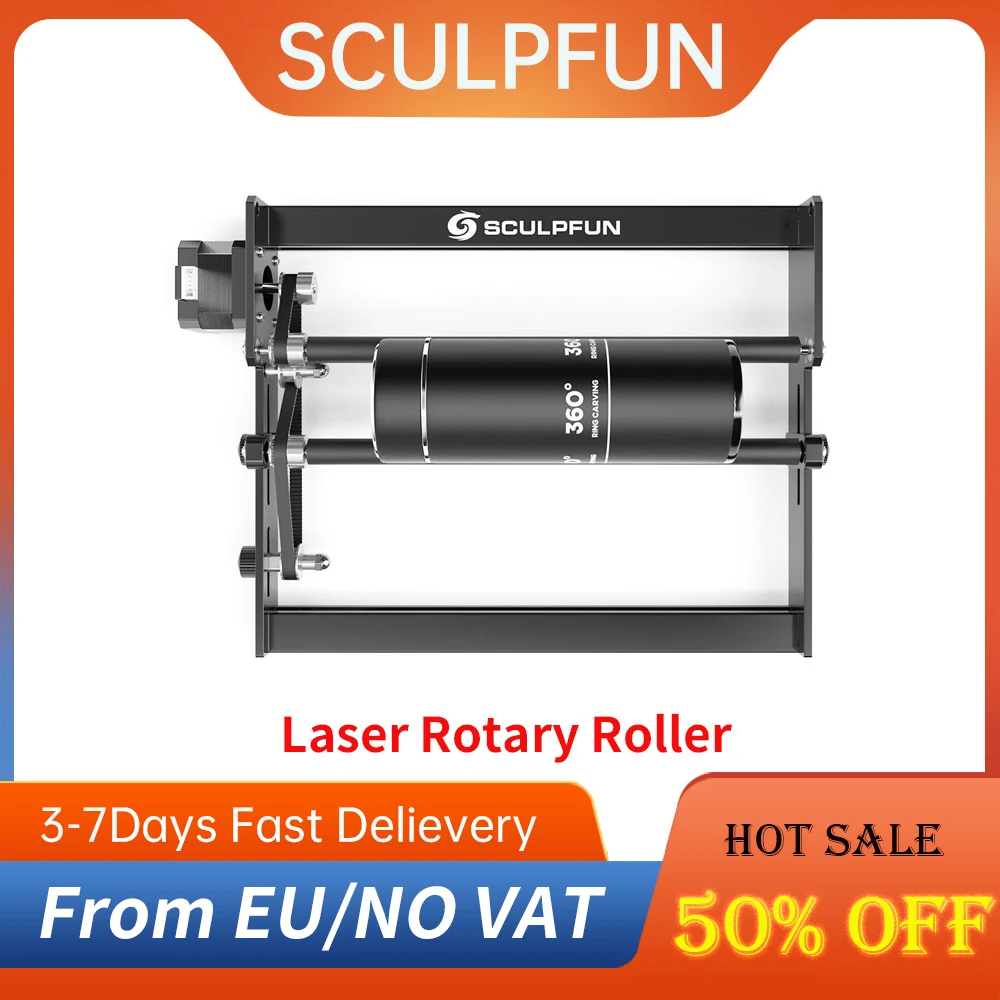 Sculpfun Laser Rotary Roller Laser Engraver Y-axis Rotary with 360°Rotating for Laser Engraving Cylindrical Objects Cans