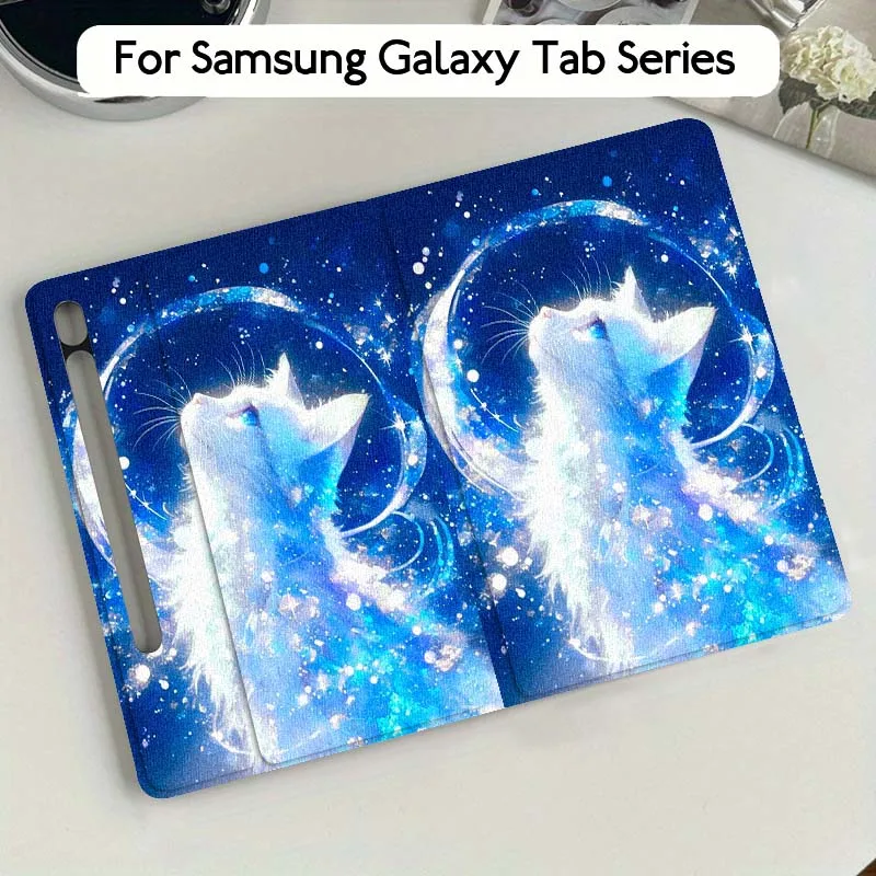 

Luminous Creative Cat For Samsung Galaxy Tab S9 S10 S6 S7 S8 FE Plus Lite Inch Foldable Cover Tablet Case