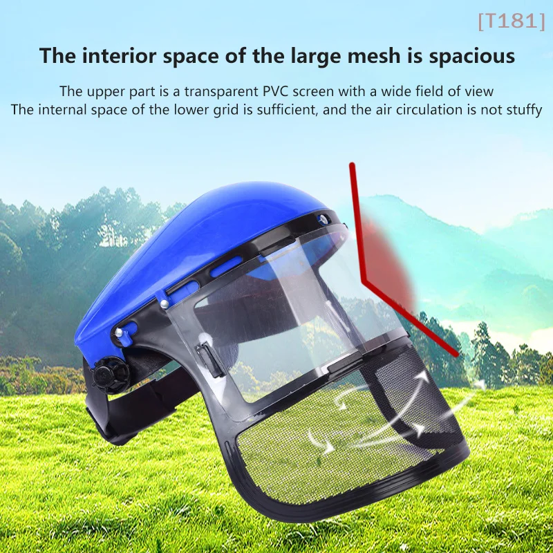 [E]Safety Head-Mounted PVC Protective Mask Anti Splashing Grass Anti Dust Mask For Cutting Hat Avoid Face Screen Protection Mask