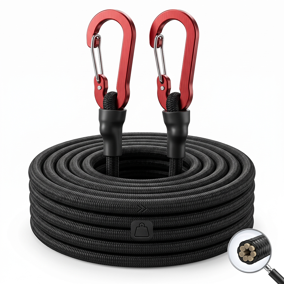  Heavy Duty 8mm Bungee Cords Latex Elastic Tie Strap With Aluminum Carabiner Hooks For Camping Tent Luggage Packing Ropes 