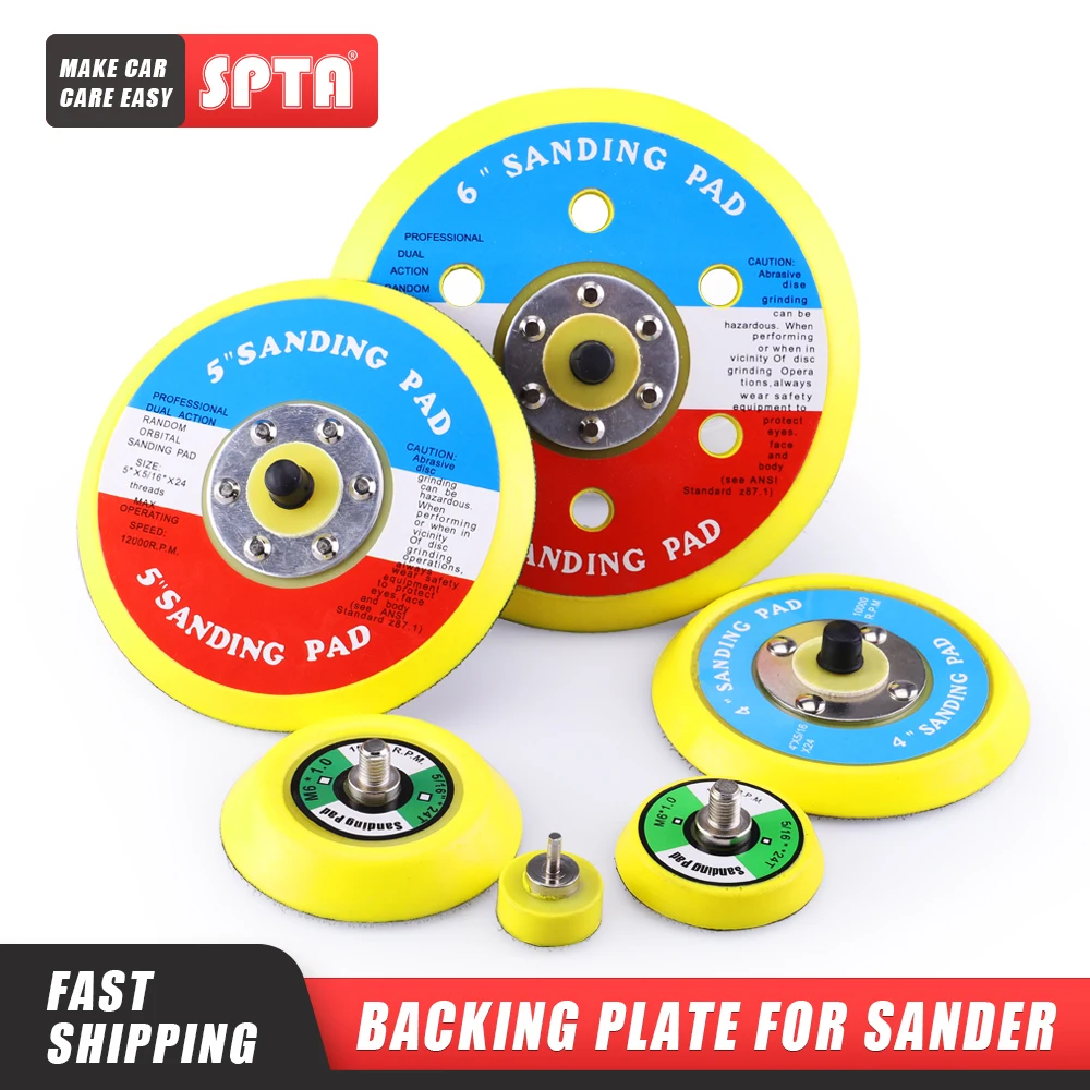 

SPTA 1PC M6 5/16" DA Orbital Sanding Pad Plate 2"50mm 3" 75mm 4" 100mm 5" 125mm Hook Loop For Air Sander Car Polisher Buffing