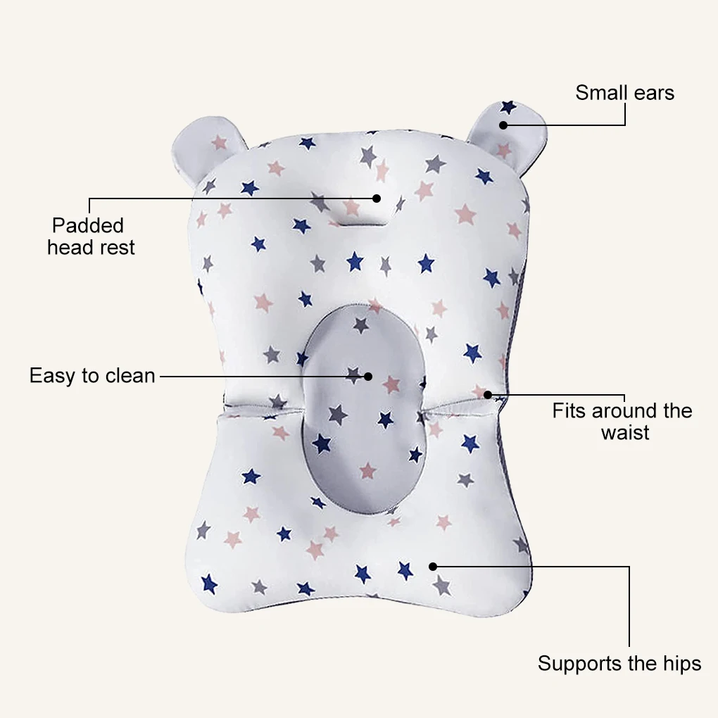 

Baby Bathing Support Mat Seat Security Netting Washable Breathable Cushion Pad with Straps Anti-Slip Bath Tub Pad Cushion
