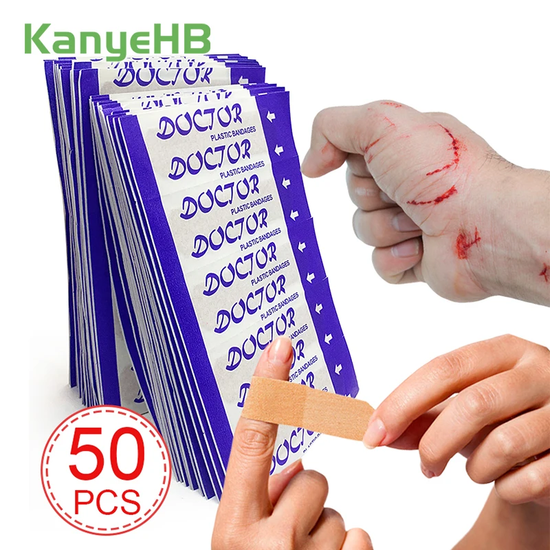 

50pcs Breathable Bandaids Wound Patch Medical Band-aid Hemostatic Protect Wounds Bandage Sterile Band Aids First Aid Kit A1557