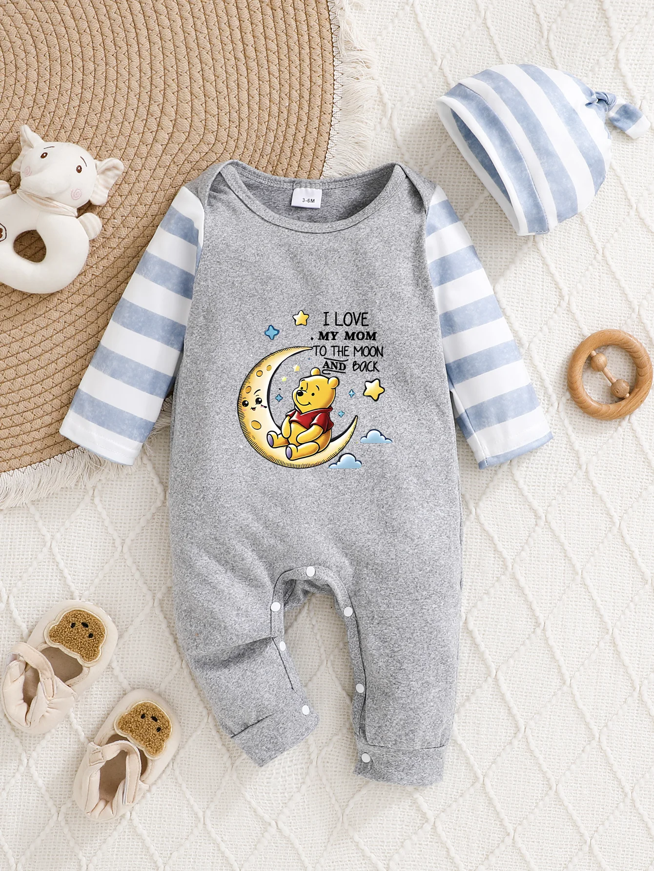 

【Официально авторизованный】 Комбинезон с капюшоном Disney Winnie the Pooh | Тема «Луна и звезда, любовь для мамы»