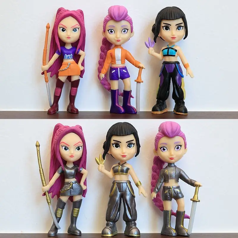 6 Demon Hunting Witch Girl Team Figurine Doll Models Desktop Decorations Toys Collection Gift for Giving