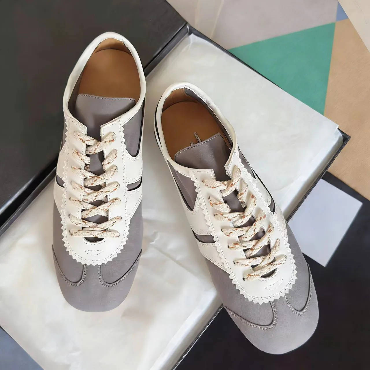 Picture 7: Unisex Nylon Leather-trimmed Sneakers Low-top Retro Shoes